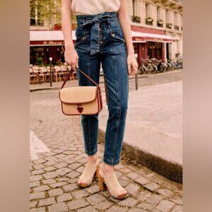 Sézane Maximo High-Rise Dark Wash Straight Jeans